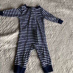 Carter’s blue and white striped zipper sleeper